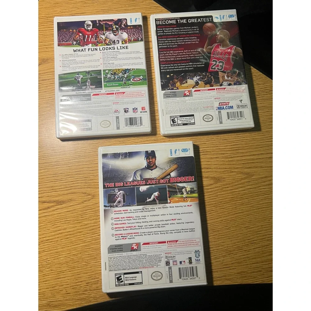 Nintendo Wii Sports Game Lot NBA 2K11 Madden NFL 10 The Bigs 2 Bundle